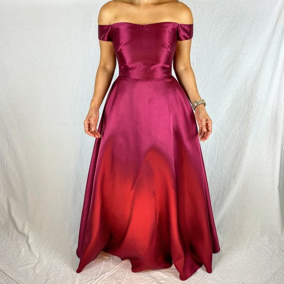 Monique Lhuillier Dresses & Skirts - Monique Lhuillier Maroon Off Shoulder Gown $595